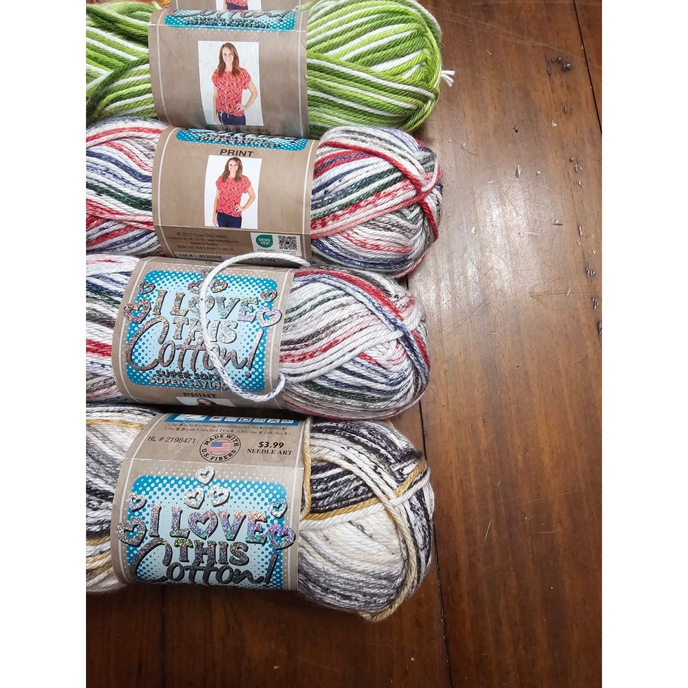 Hobby Lobby I Love This Cotton Yarn Bundle 7 Skeins Prints 100% Cotton - Picture 3 of 4